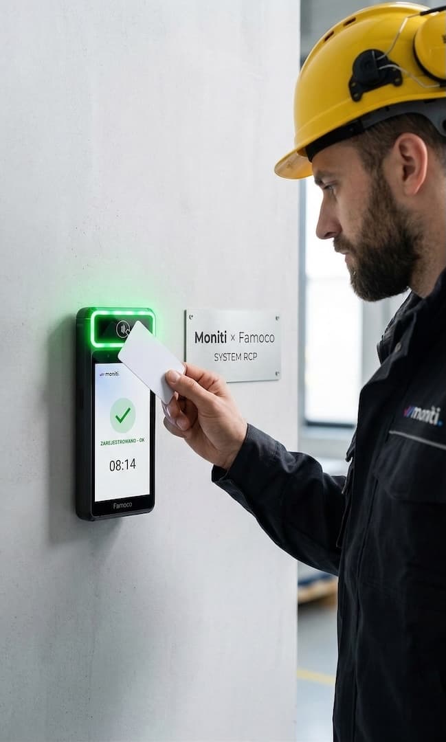 Pracownik korzystający z Moniti Kiosk